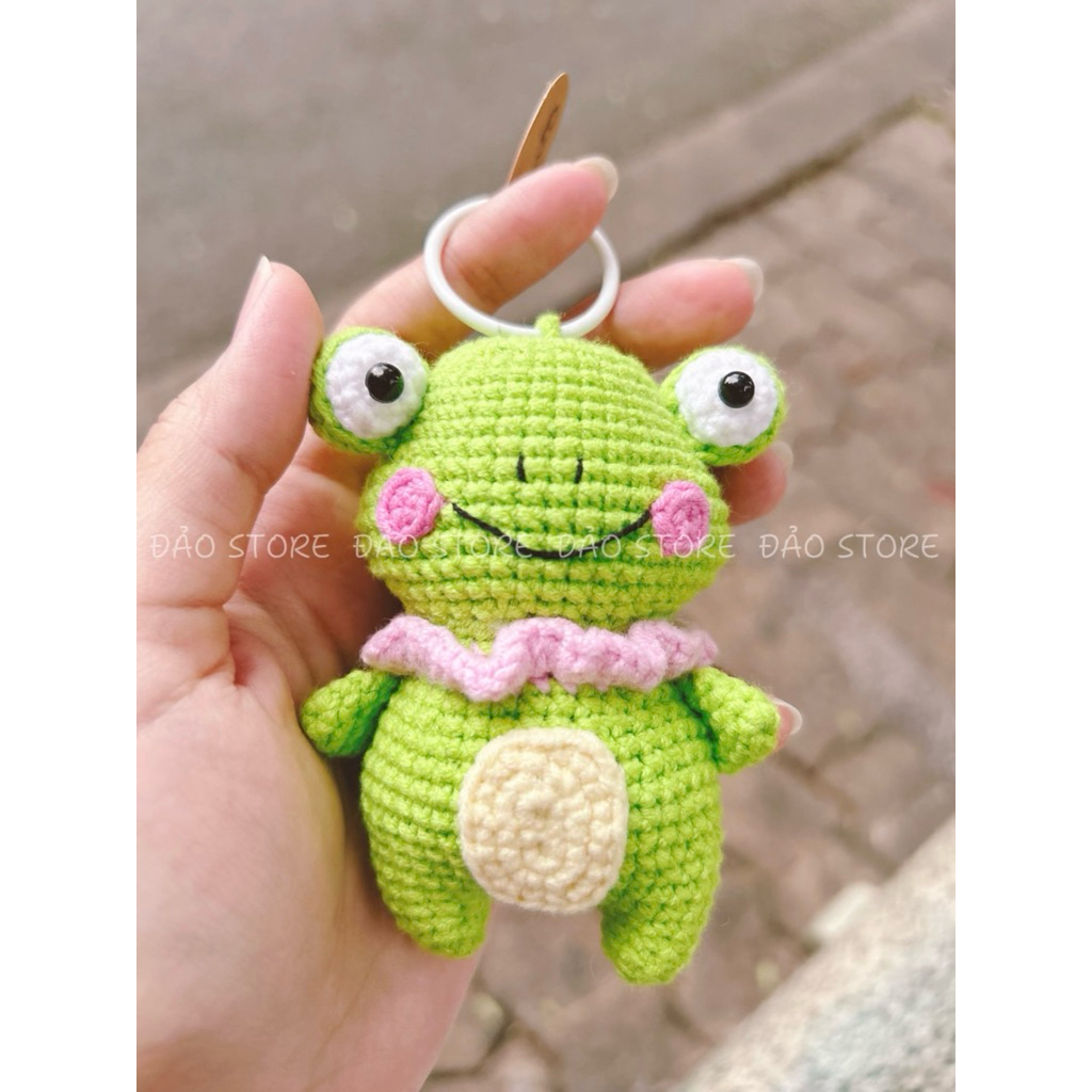 Móc khóa len handmade - Ếch / frog - Đảo craft store