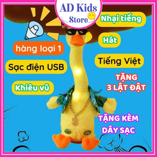 Đồ chơi vịt nhồi bông sạc điện biết hát, nhảy múa, nhại giọng dành cho bé - AD KIDS STORE