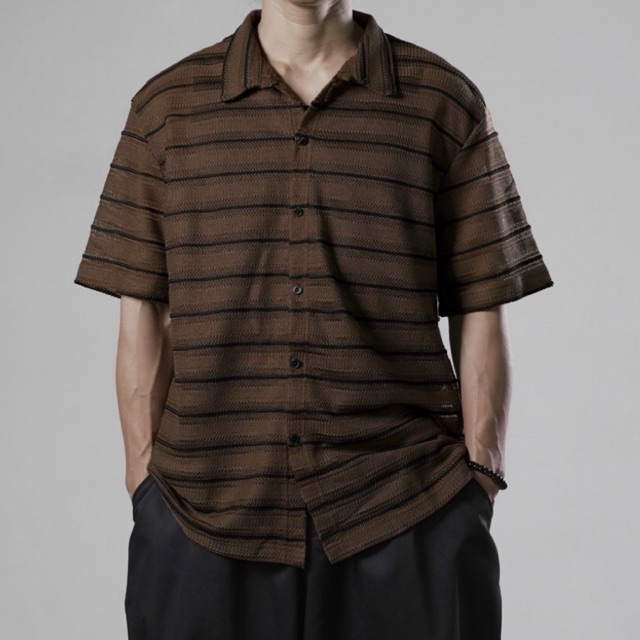 [16H Dailywear][Tặng kèm áo ba lỗ] Áo somi vải thun giả len form rộng hoạ tiết kẻ sọc