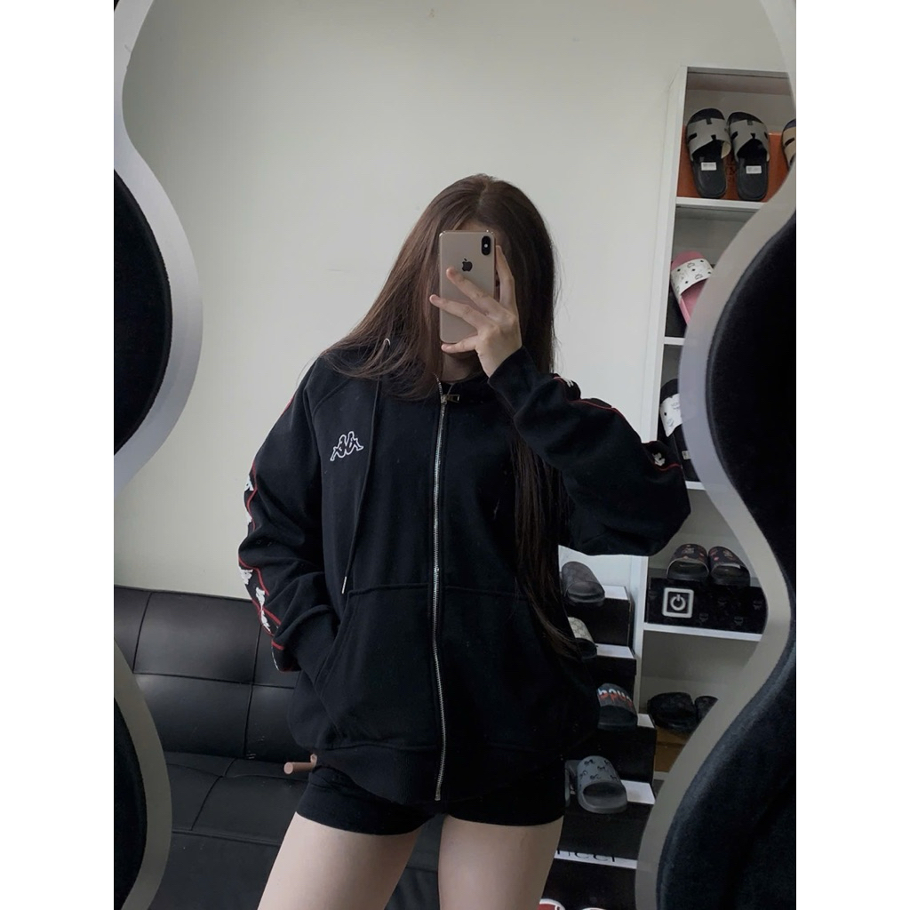 Áo Hoodie kappa hàng full tem tag túi zip ( nỉ chân cua dày dặn )