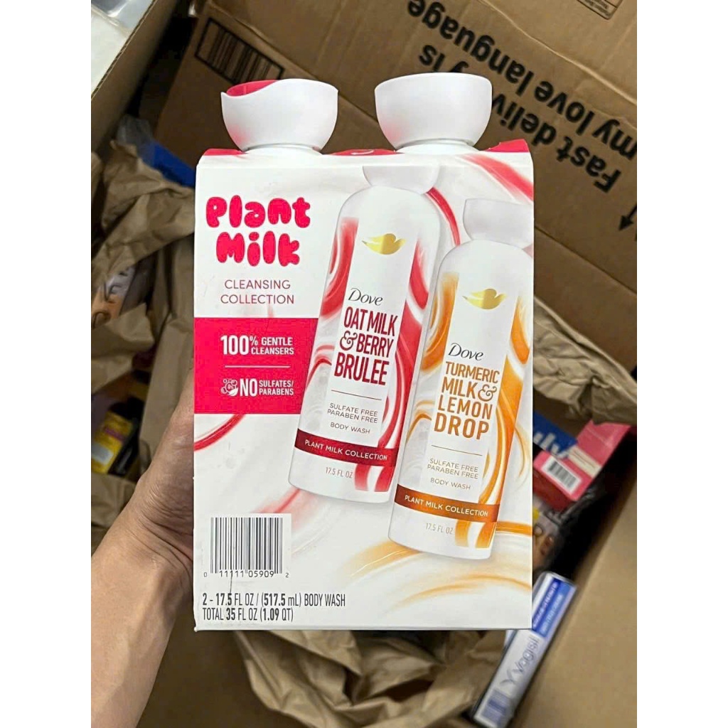 Set Sữa Tắm Mềm Da Dove Plant Milk 517ml, Oat Milk & Berry Brulee Và Turmeric Milk & Lemon Drop, Hàn
