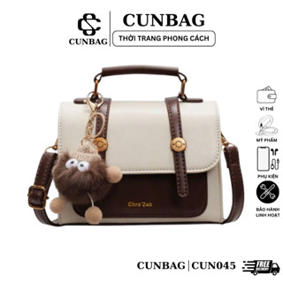  Túi Xách Nữ Da PU Đeo Chéo Kèm Móc Gấu Bông Dễ Thương CUN045 