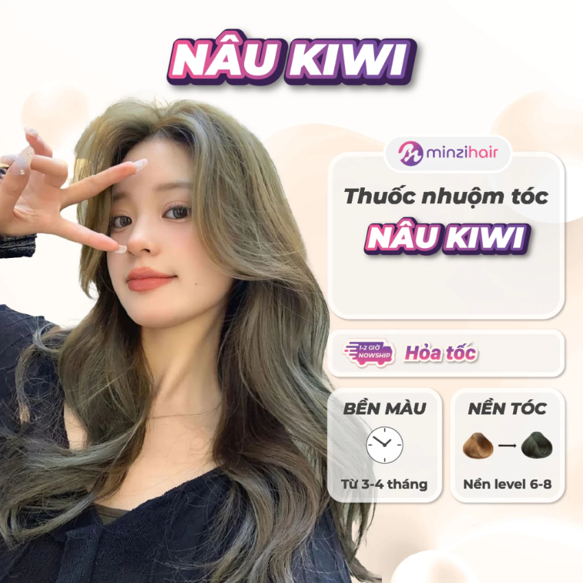 Thuốc nhuộm tóc Màu Nâu Kiwi - Không cần tẩy tóc - Minzihair, Minzihair