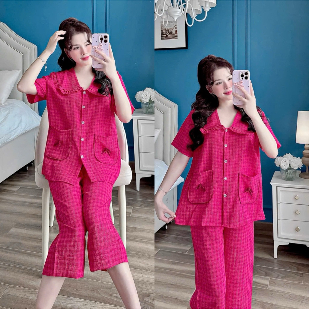 (SIÊU RẺ) Bộ pijama xốp nơ BIGSIZE dài 50-100kg