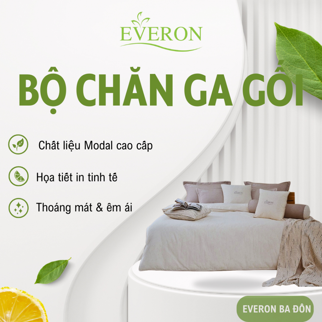 Bộ Chăn Ga Gối Everon EPM25041 Đốm Sáng – Modal Cao Cấp Mềm Mịn, Thoáng Khí, Sang Trọng, Chăn Ga Eve
