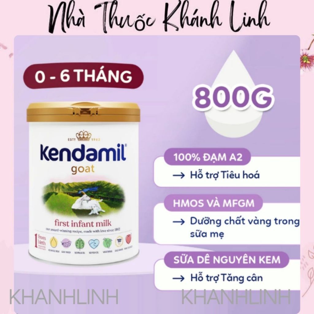 🌺 6 LON Sữa Dê Kendamil Goat số 1 (800g)