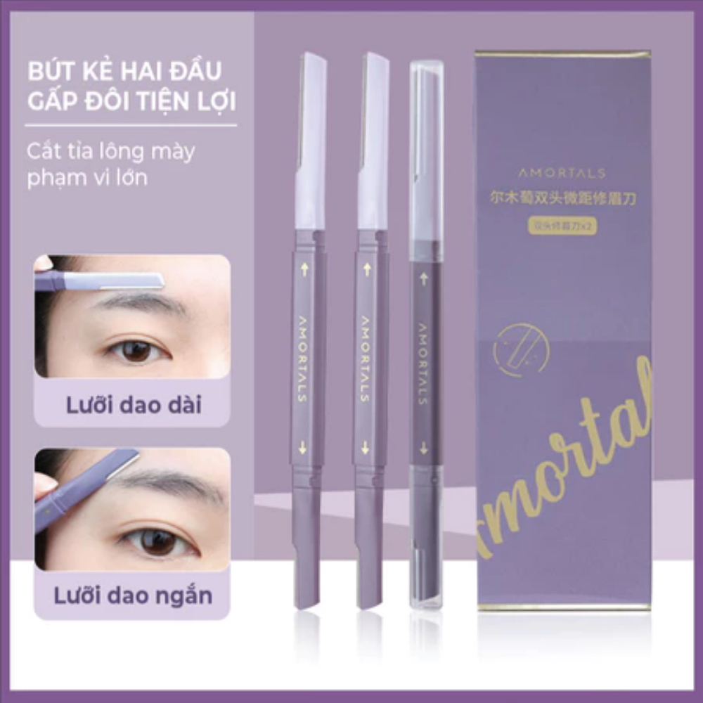 Bộ dao cạo lông mày AMORTALS hai đầu tiện dụng, dao tỉa lông mày cạo râu tiện lợi.