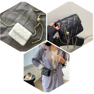  Túi mini trần trám khoá chuông  túi xách nữ đeo chéo mini dáng trơn basic phong cách Hàn Quốc 