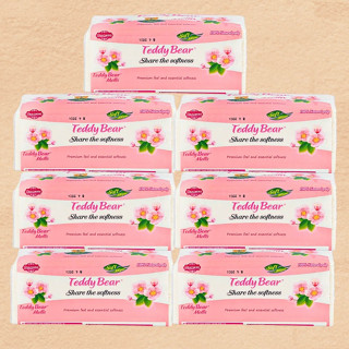Giấy ăn rút lụa trắng Teddy Bear Mollis Hồng 450T Gói To mềm mịn 3 lớp dày dặn an toàn 100% bột giấy