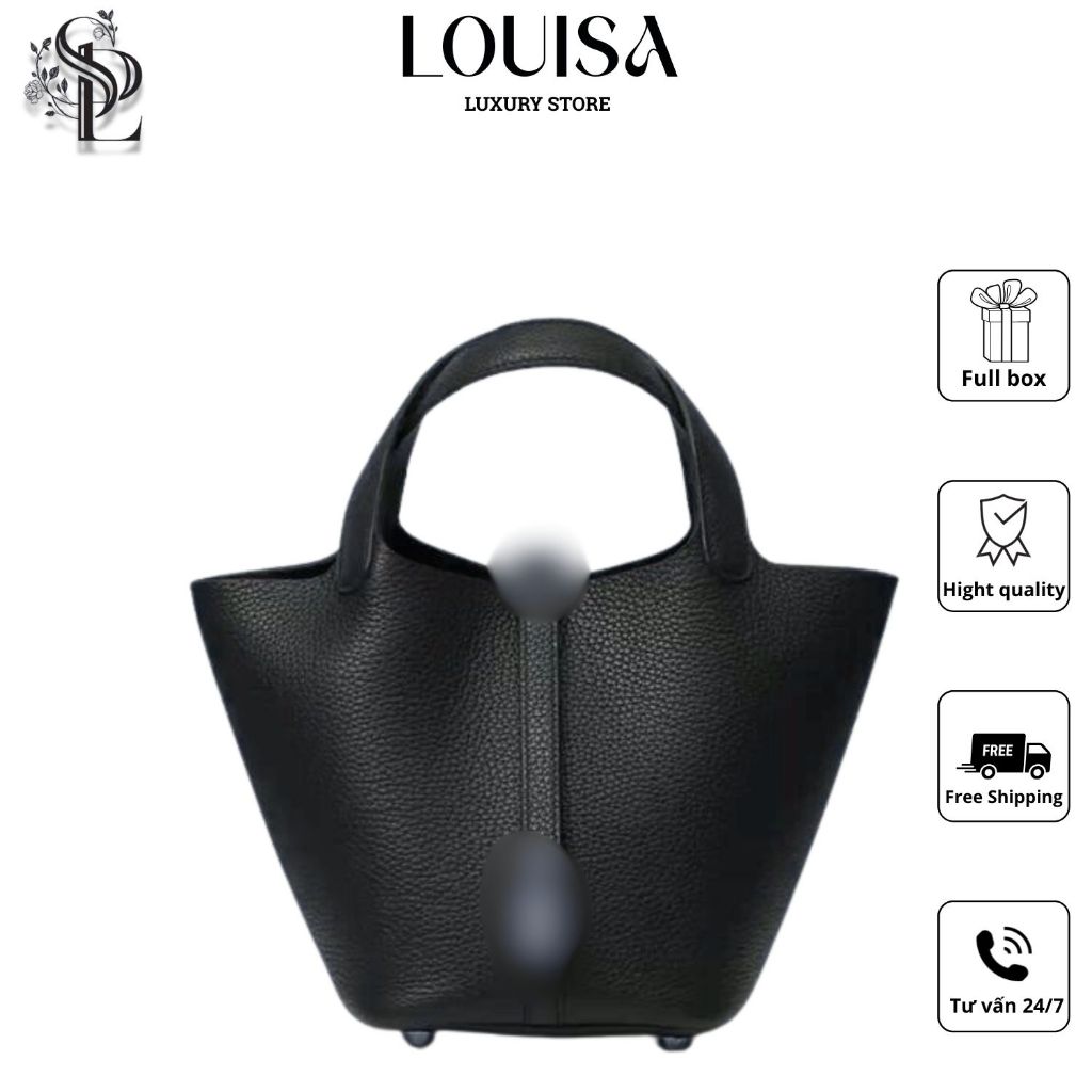 Túi xách h.e.r.m.e.r dáng bucket, da cao cấp, khoá kim loại, p.i.co.t.i.n, bucket Louisa Store