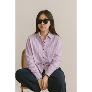 Áo Sơ Mi Nữ Kẻ Sọc Pastel Dài Tay Form Rộng Freesize Phong Cách Trẻ Trung Dễ Phối Đồ - DONULATTE