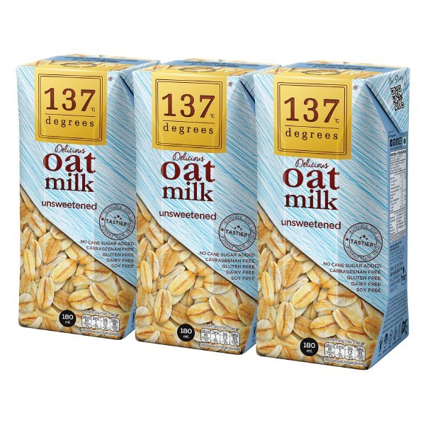 Lốc 3 Sữa 137 Degrees Yến Mạch Không Đường Hộp 180Ml