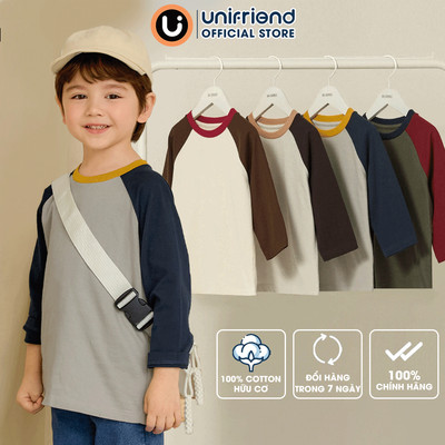 Áo phông tay dài Raglan thu đông vải cotton mịn ấm áp cho bé trai và bé gái Unifriend Hàn Quốc U900H - Size 1-12 tuổi