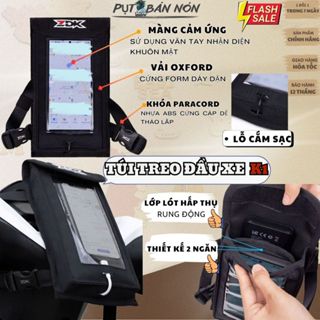 Túi Treo Đầu Xe Máy MINI Cao Cấp ZDK K1 Chính Hãng Màu Đen tiện lợi chạy Grab hay đi Phượt, Chống Giật Cướp Lắp Mọi Xe