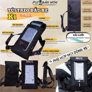  Túi Treo Đầu Xe Máy Cao Cấp ZDK K1 Chính Hãng Màu Đen tiện lợi chạy Grab hay đi Phượt Chống Giật Cướp Lắp Mọi Xe Máy 