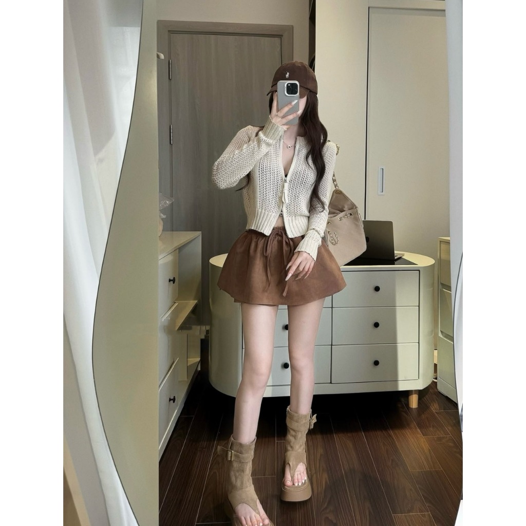 (CÓ LÓT QUẦN) CHÂN VÁY QUẦN DA LỘN DÁNG NGẮN CHỮ A RÚT DÂY DÀNG XÒE STYLE HÀN QUỐC - DÀNH CHO NỮ | BigBuy360 - bigbuy360.vn