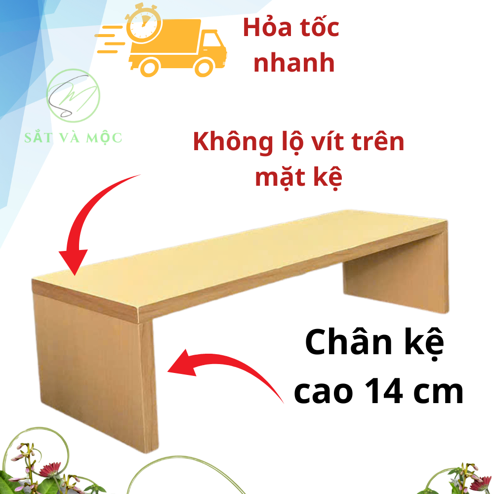Kệ gỗ CHÂN CAO 14 CM LOẠI CAO CẤP KHÔNG LỘ VÍT - Kệ để màn hình máy tính, Kê để loa