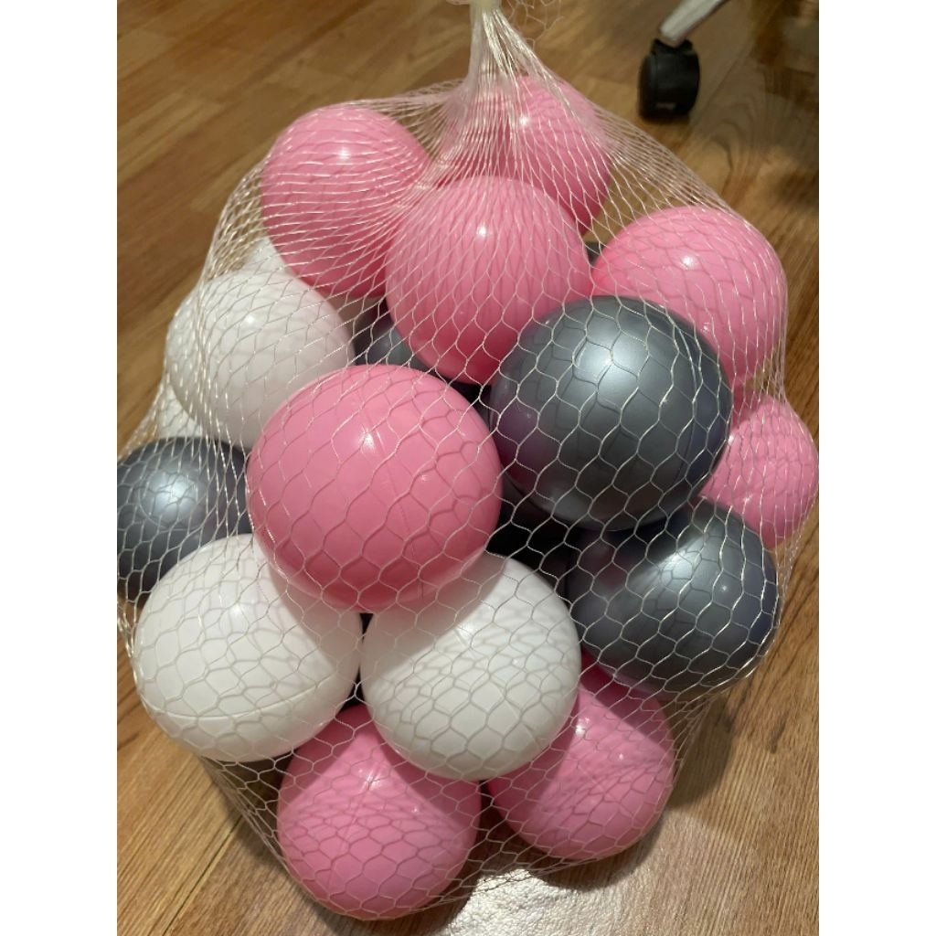 combo 30 quả, 50 quả, 100 quả bóng nhựa 8cm mix xám hồng trắng