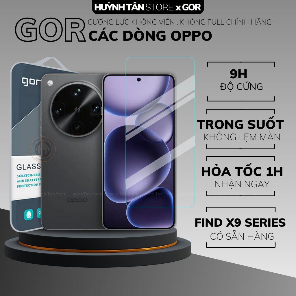 Kính cường lực oppo find x9 pro x9s x8 ultra x8s plus realme gt8 trong suốt KHÔNG FULL MÀN chống vân tay hãng GOR