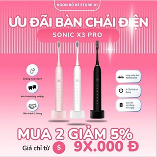 BÀN CHẢI ĐIỆN SONIC X3 PRO 6 CHẾ ĐỘ SỬ DỤNG RUNG SÓNG ÂM 42000/PHÚT
