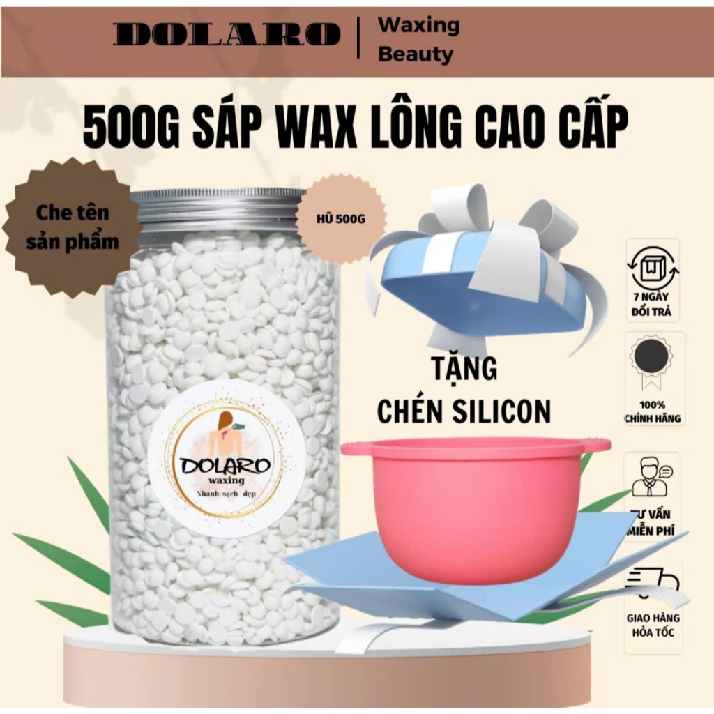 [Tặng chén nấu sáp silicone] Hũ 500g sáp wax lông cao cấp DOLARO siêu bám lông, an toàn cho mọi vùng