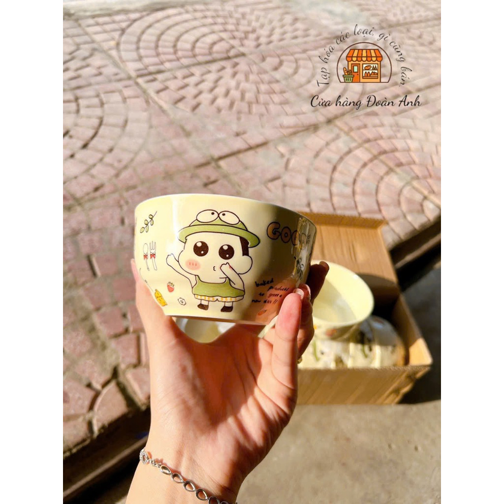 Lẻ Bát Sứ Cute, Tô Sứ Có Tay Cầm Cute, Đĩa Sứ Cao Cấp Hoạt Hình Party Dễ Thương