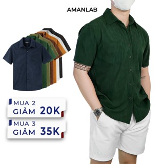 Áo sơ mi nam nữ ngắn tay, form regular thoải mái, chất vải cotton nhung tăm Three velvet  AMANLAB