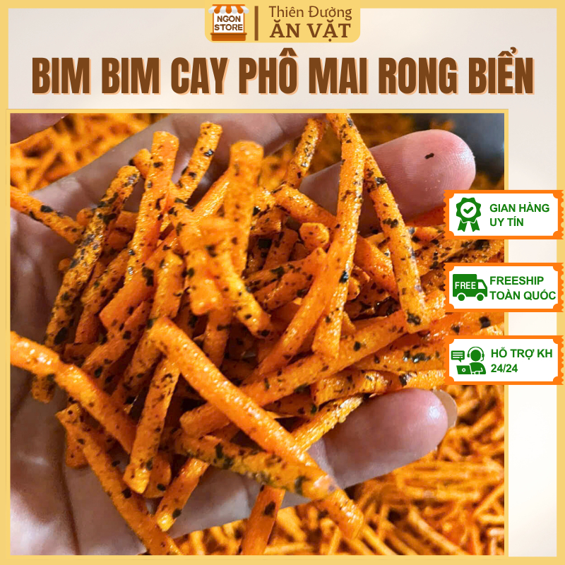 Bim Tăm Phô Mai Cay Rong Biển - Giòn Rụm Cay Tê Đậm Vị - Snack Bim Bim Que Phô Mai