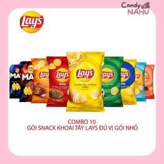  Combo 10 Gói Snack Khoai Tây Lays Đủ Vị Gói Nhỏ 