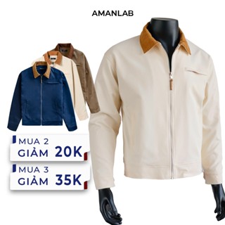[ UPDATE MÀU MỚI ] Áo khoác nam, nữ chất vải kaki cotton phối cổ nhung V6 dày dặn 2 lớp AMANLAB