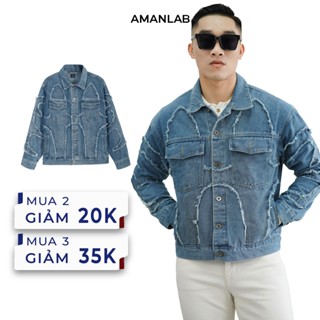 Áo khoác jean denim nam, jacket jean wax luxury phong cách bụi bặm cá tính, cao cấp AMANLAB