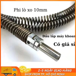  Dây thông tắc cống thông bồn cầu lò xo INOX siêu bền từ 10m lắp cùng máy khoan đã có đầu nối 