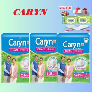 (Tặng 6 miếng) Combo 3 gói Tã quần người lớn Caryn M32/ L28/ XL24 miếng, tã người già