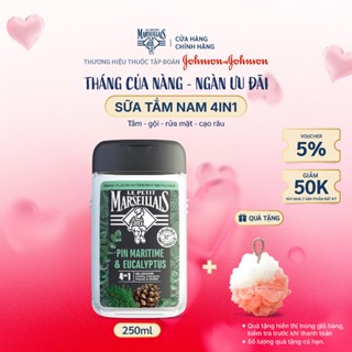 Sữa Tắm Nam Thơm Lâu 4 in 1 92% Thiên Nhiên Le Petit Marseillais Chiết Xuất Thông Biển & Bạch Đàn 250ml 1356