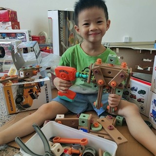 Đồ Chơi Lắp Ráp, Bộ Dụng Cụ Kỹ Thuật Kỹ Sư Cho Bé, Đồ Chơi Máy Khoan Điện Bằng Nhựa, Cờ Lê, Búa, Ốc Vít, quà tặng cho bé