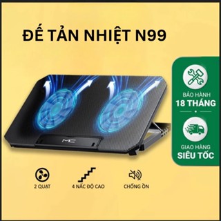 Đế tản nhiệt Laptop N99 Cooling Pad 2 quạt/Đèn Led, có nấc nâng lên hạ xuống cho Laptop từ 10-17inch - Bảo Hành 1 Tháng