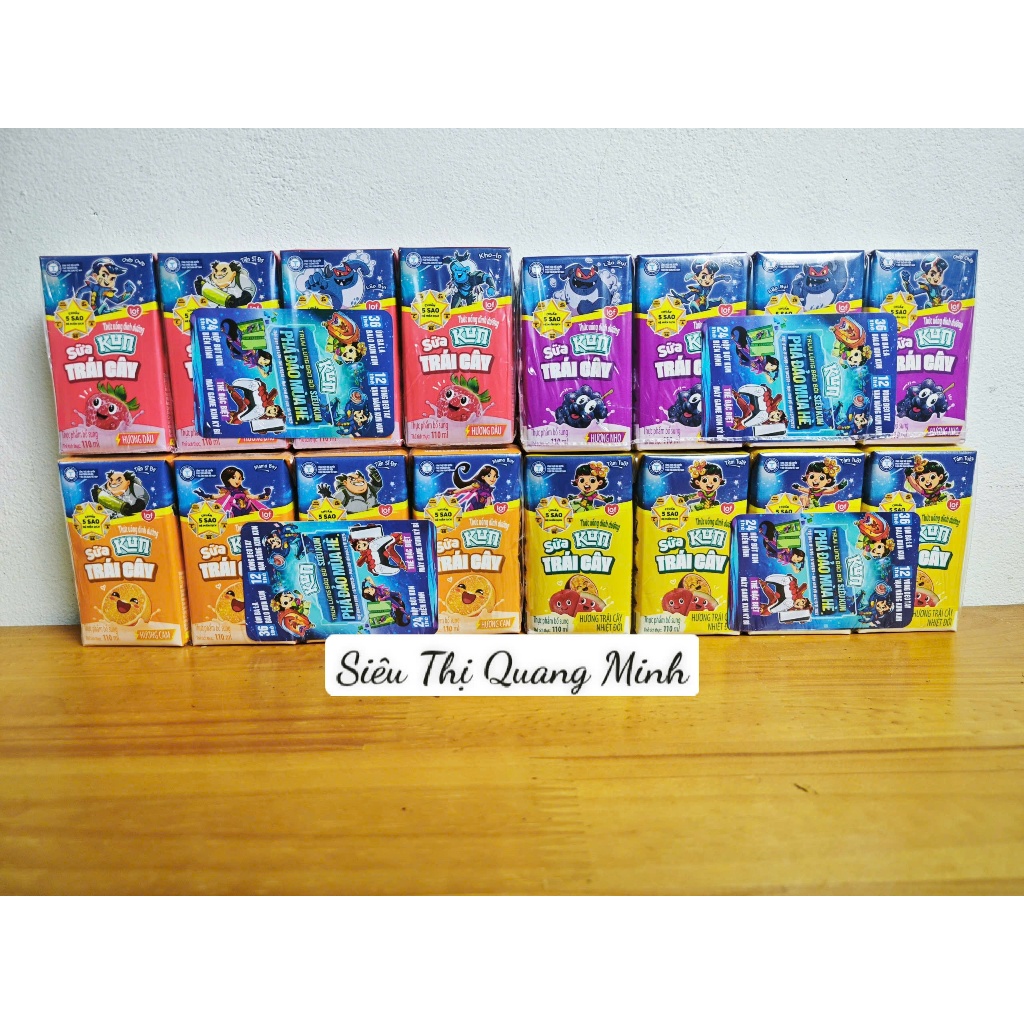 Lốc Sữa Lof Kun Trái Cây Đủ Vị 4 Hộp x 110ml Có Thẻ Đổi Quà