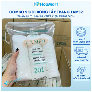  COMBO 1-2-3-5 Gói Bông Tẩy Trang Lamer 201 Miếng 100% Cotton Bông Tẩy trang Không Xơ Mềm Mịn - 10HM 