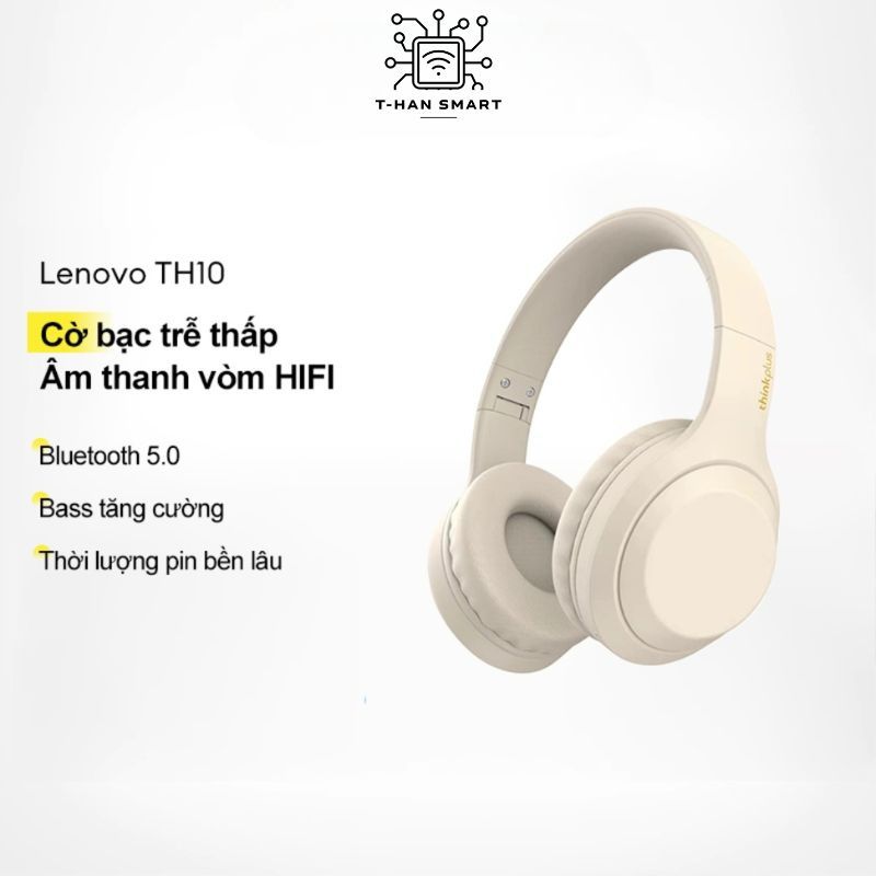Tai Nghe Bluetooth Lenovo TH10 – Âm Bass Mạnh, Đeo Êm, Bluetooth 5.0