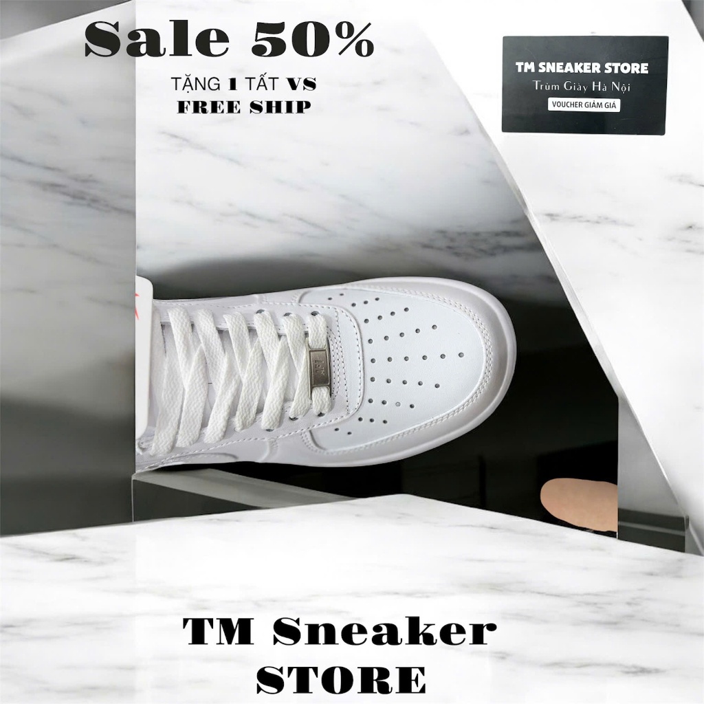 Giày sneaker cổ thấp aj1 trắng dành cho nam nữ