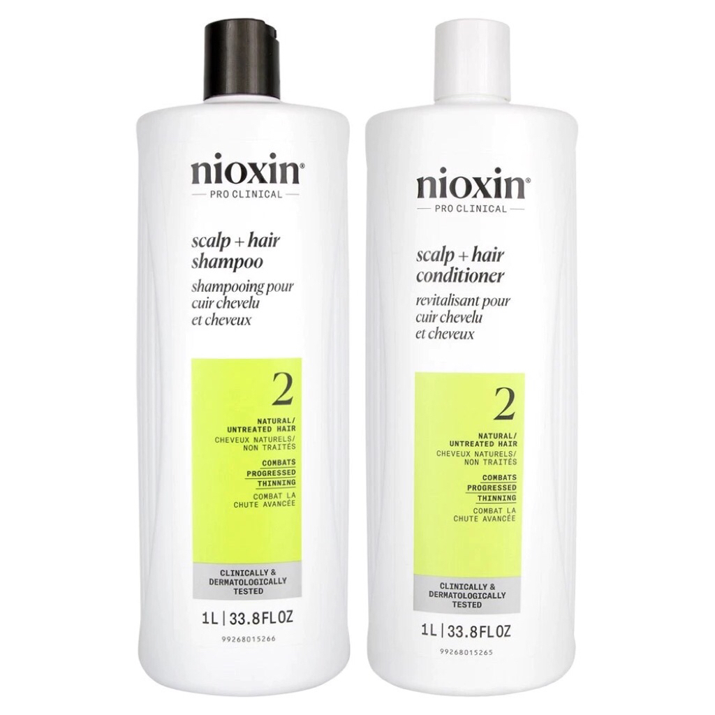 Dầu gội và xã chống rụng tóc Nioxin System 2 Shampoo 1000mlx2
