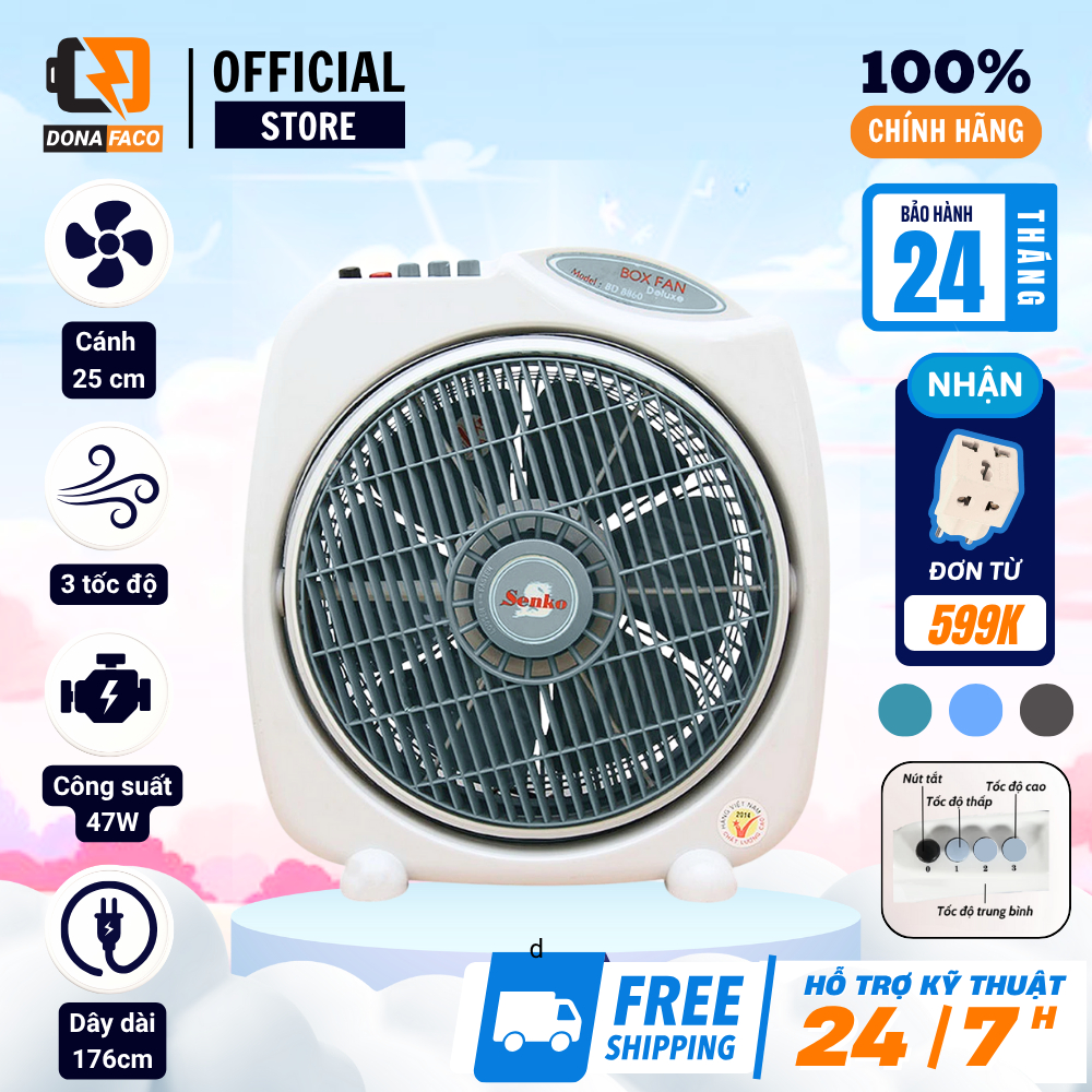 Quạt bàn đảo Senko BD1010 40W, Quạt hộp đảo gió chuyển hướng điện 3 cấp gió bảo hành 24 tháng