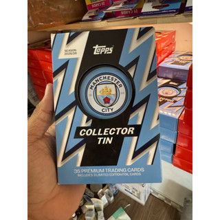    Manchester City Collector Tin   Topps Man City Fan Set Tin Hộp Chứa Thẻ Cầu Thủ CLB Manchester City 2025 26   35 Thẻ   