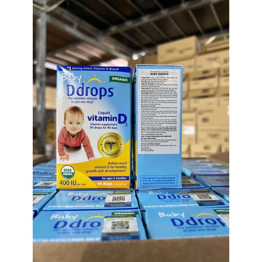 [CÓ TEM PHỤ] Vitamin D3 Drops Organic 90 giọt 400IU