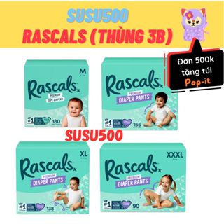 [THÙNG 3 bịch] Tã/bỉm dán/quần Rascal + Friends size M174/L156/XL138/XXL120 (Hàng chính hãng)