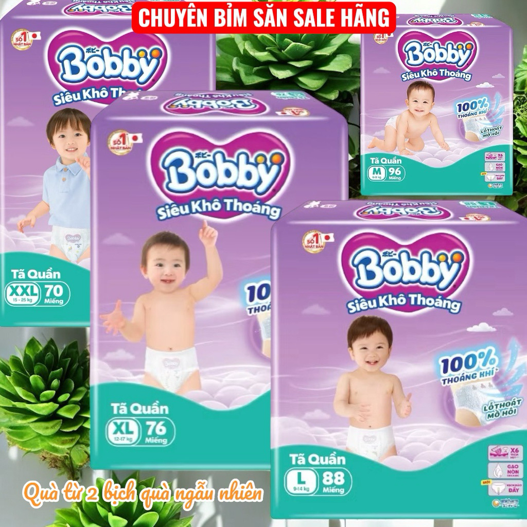[TẶNG MIẾNG NGẪU NHIÊN] Tã quần Bobby Siêu Khô Thoáng -  Thoáng Khí Mega Jumbo  M112/L96/XL84/XXL76,