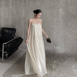  LuTa  | Váy tơ phối ren hoa 