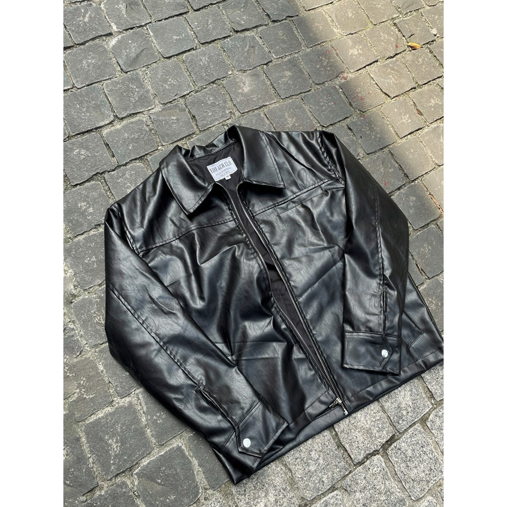 áo khoác da form boxy (Boxy Leather Jacket)
