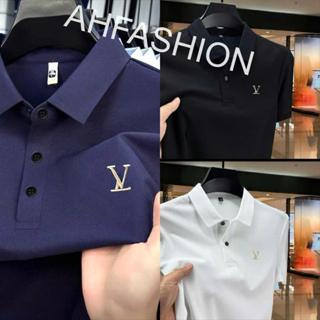 Áo polo nam tay ngắn vải co giãn nhẹ logo thêu mới NEW-AHFASHION Menswear Ngắn Tay Có Cổ
