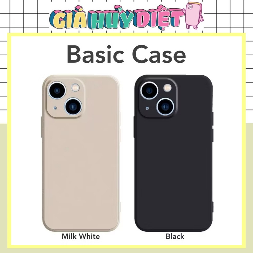 Ốp lưng iPhone Basic Bình Thường Mỏng Nhẹ Viền Vuông Bảo Vệ Camera Thiết Kế Tinh Tế Nút Bấm